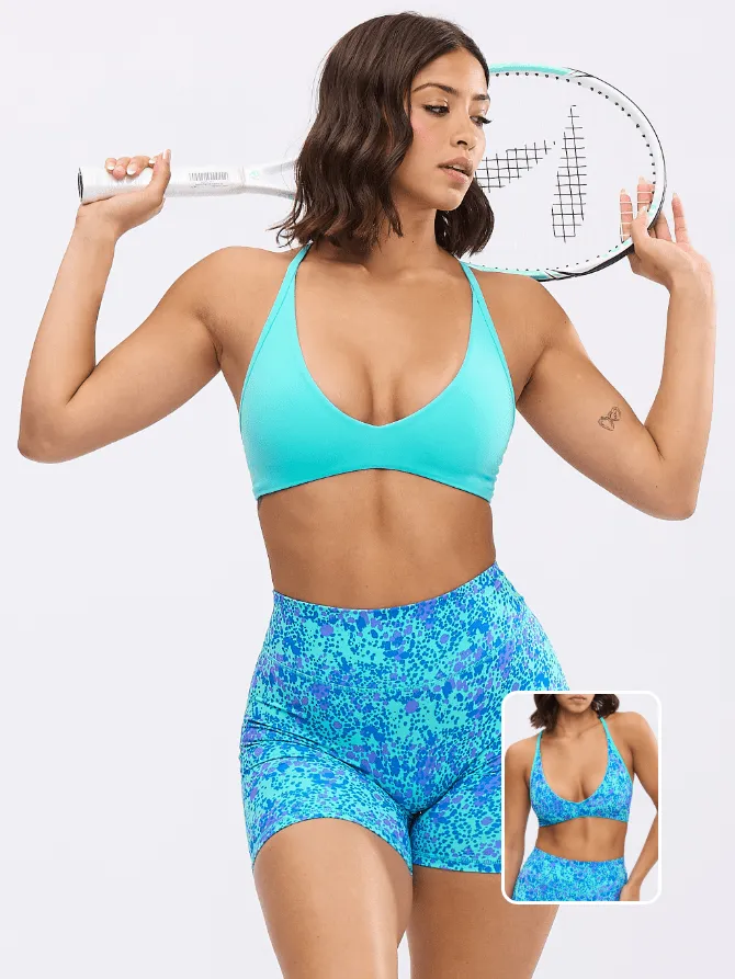 Girlfriend Reversible Sports Bra - Airhead and Blue Fashun Print sold by BuffBunny