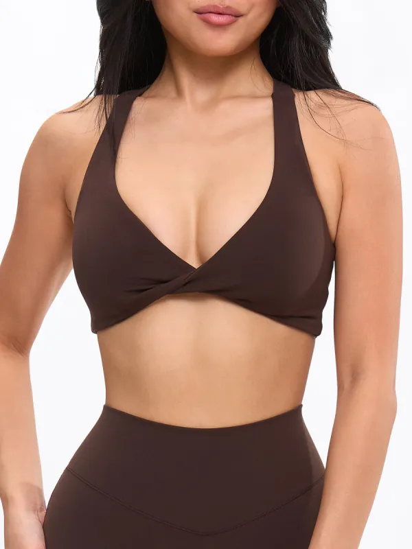 Double Twist Sports Bra - Cold Brew sold by BuffBunny