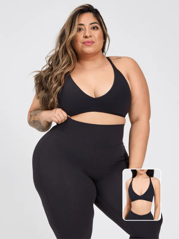Girlfriend Reversible Sports Bra - Onyx Black and Black Mineral Wash sold by BuffBunny
