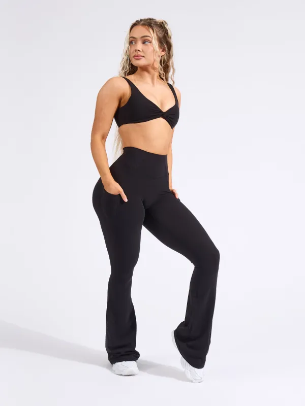 Contour Pocket Flare Legging - Onyx Black sold by BuffBunny