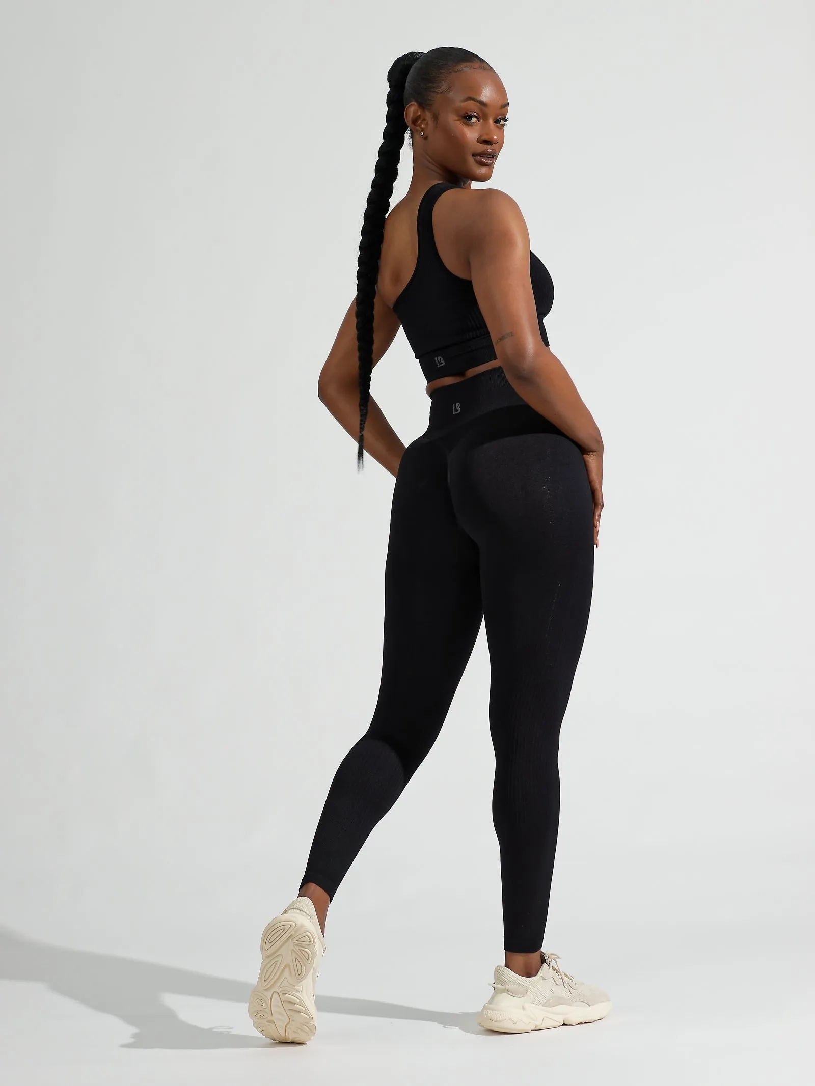 Ribbed Seamless Scrunch Legging - Onyx Black sold by BuffBunny product image thumbnail 4
