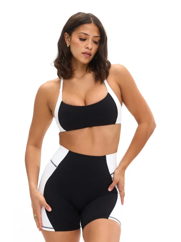 Aurora Sports Bra - Onyx Black and White sold by BuffBunny