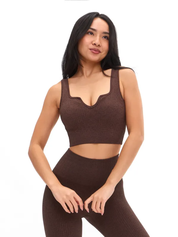 Ribbed Seamless Crop - Coffee sold by BuffBunny