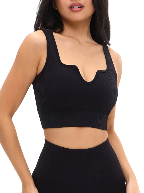 Ribbed Seamless Crop - Black sold by BuffBunny