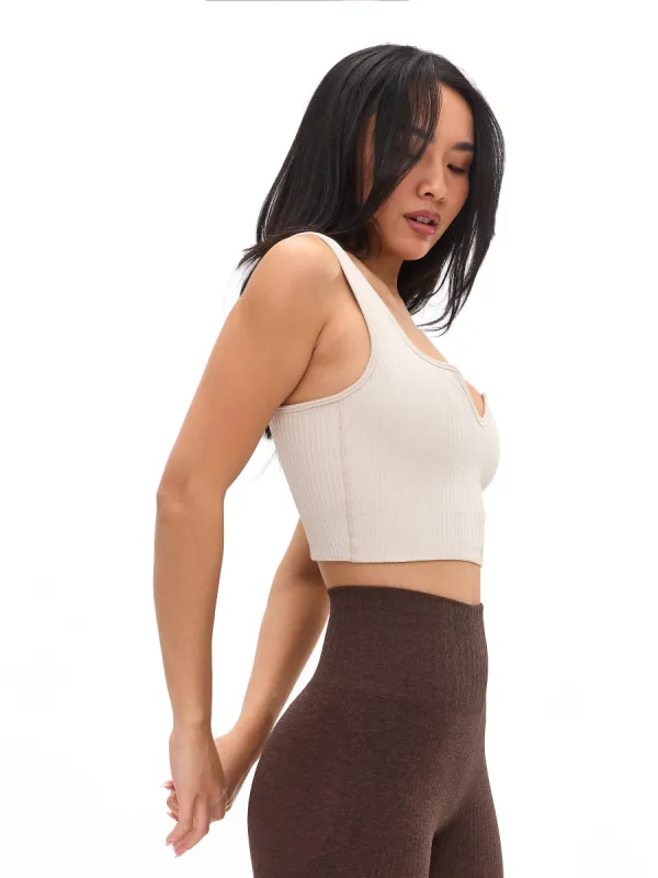 Ribbed Seamless Crop - Bone sold by BuffBunny