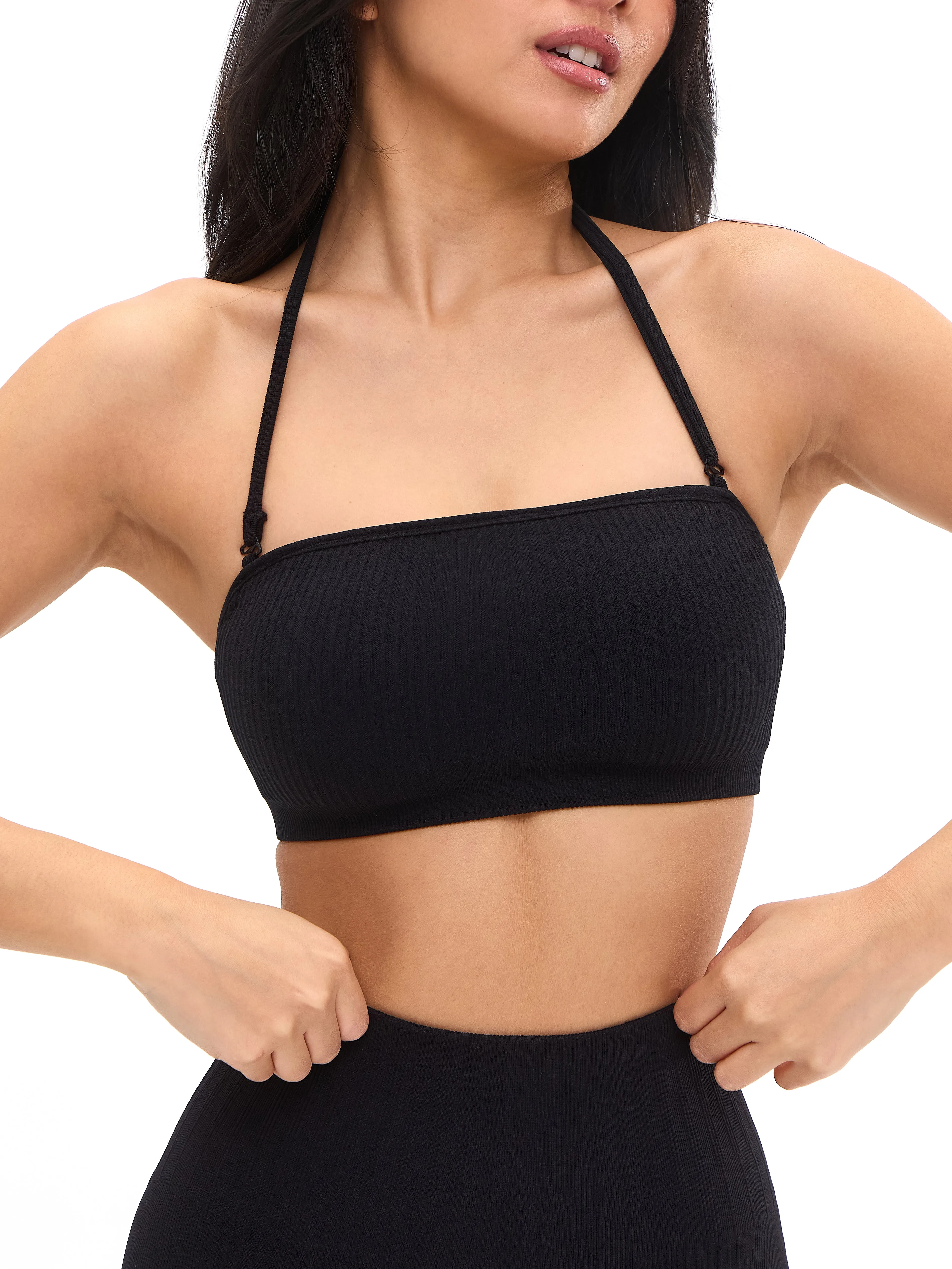 Seamless Ribbed Bandeau - Black sold by BuffBunny