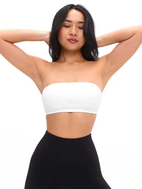 Seamless Ribbed Bandeau - White sold by BuffBunny