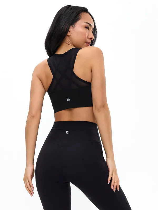 High Impact Zip Sports Bra - Onyx Black sold by BuffBunny