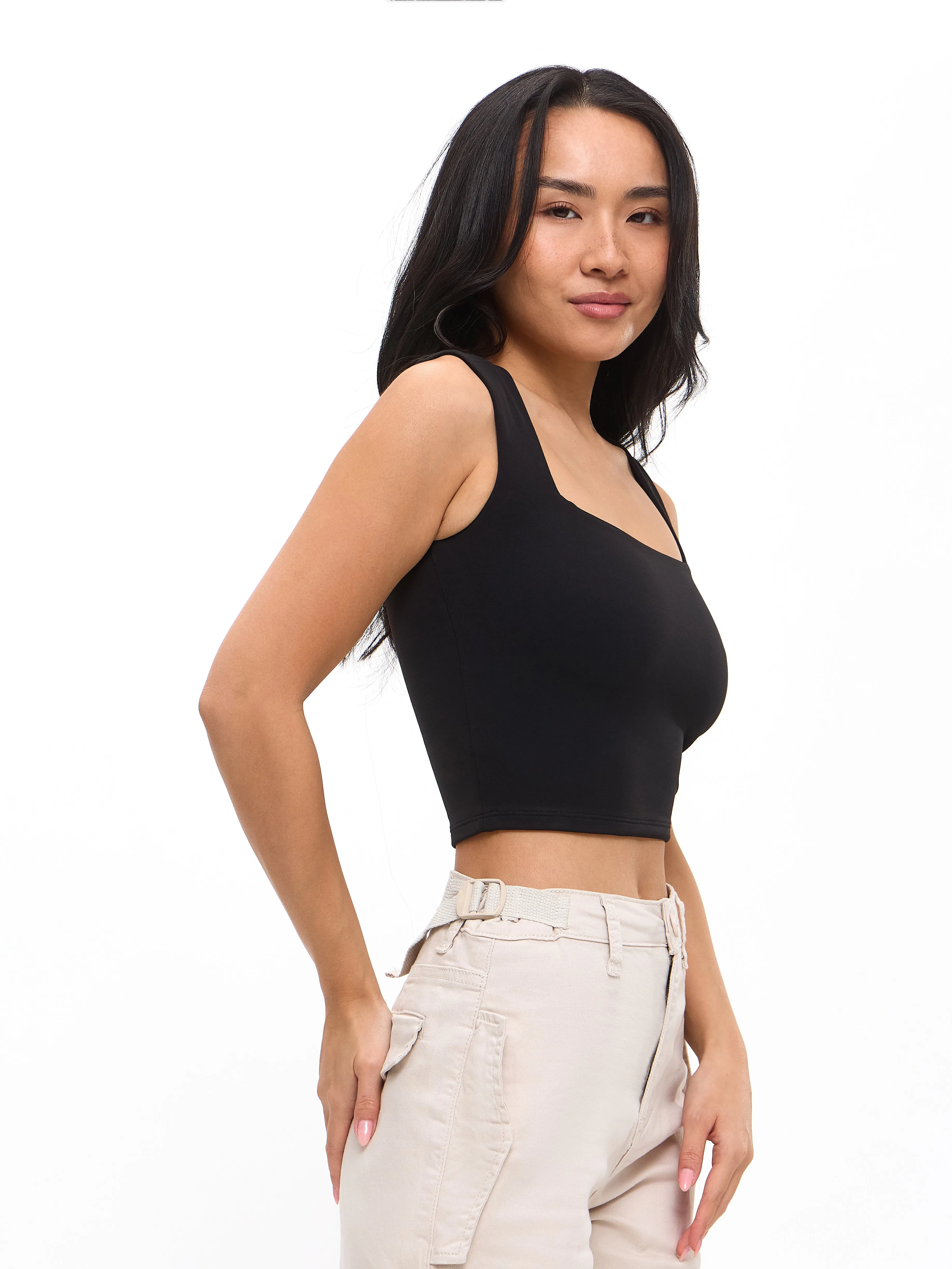 Butter Square Neck Crop - Onyx Black sold by BuffBunny product image thumbnail 4