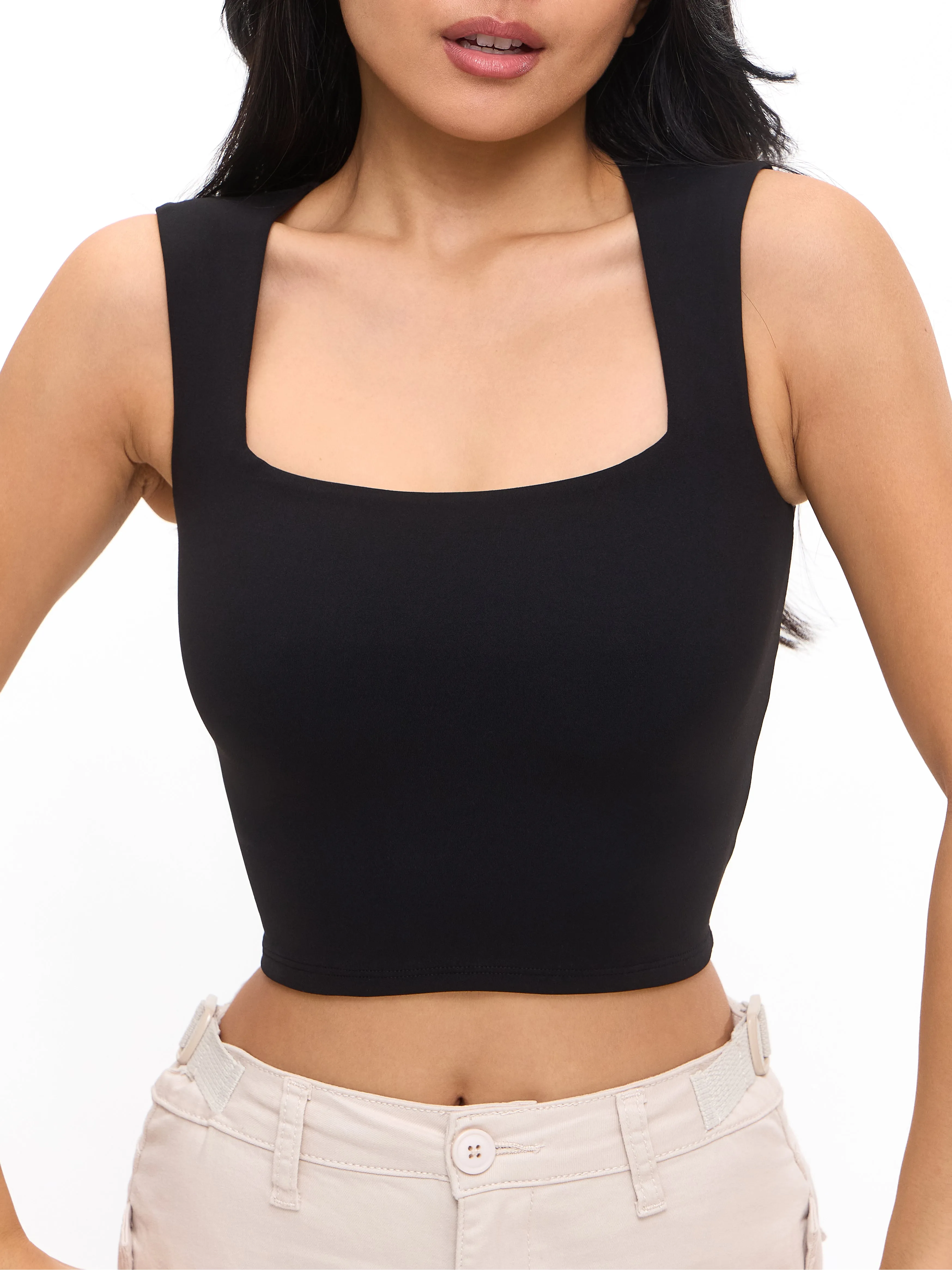 Butter Square Neck Crop - Onyx Black sold by BuffBunny