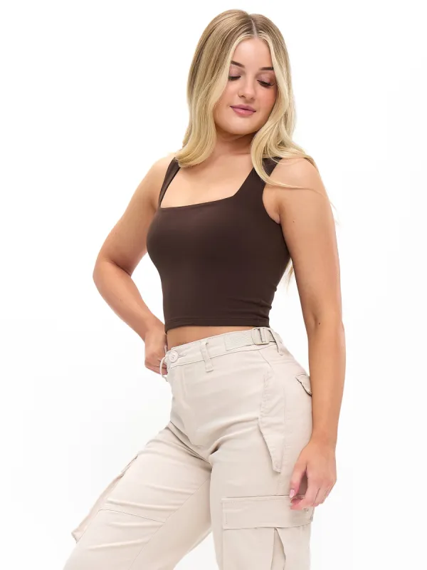 Butter Square Neck Crop - Cold Brew sold by BuffBunny