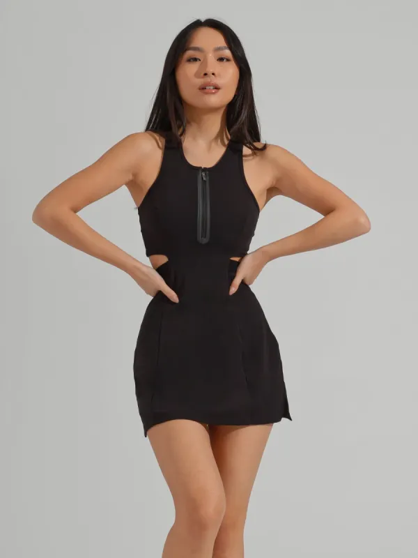 Courtside Zip Dress - Onyx Black sold by BuffBunny