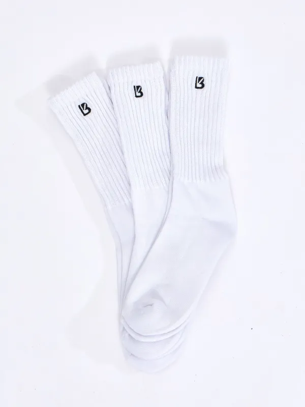 3 Pack Scrunch Socks - White sold by BuffBunny