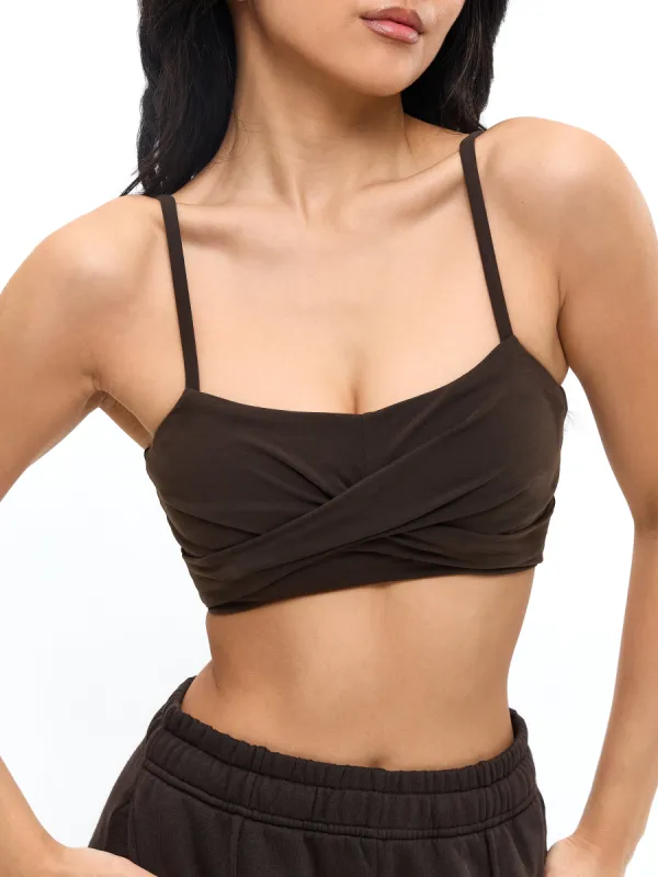 Ivy Wrap Sports Bra - Cold Brew sold by BuffBunny