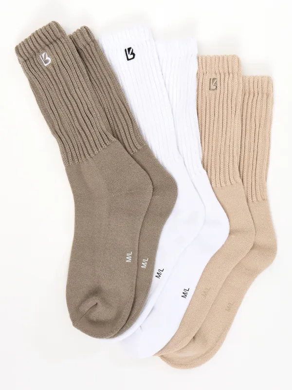 3 Pack Scrunch Socks - Multi Oat Milk sold by BuffBunny