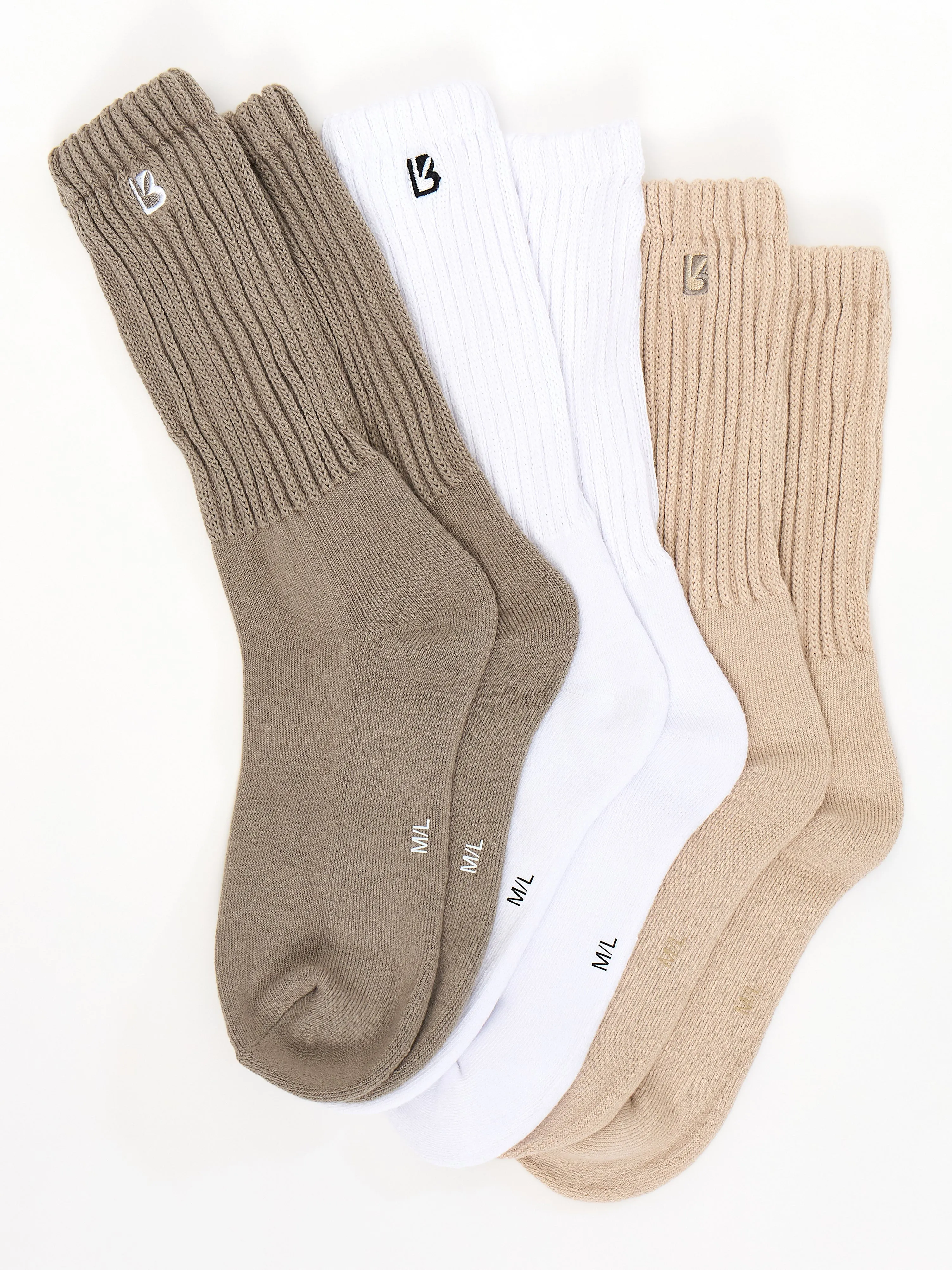 3 Pack Scrunch Socks - Multi Oat Milk sold by BuffBunny