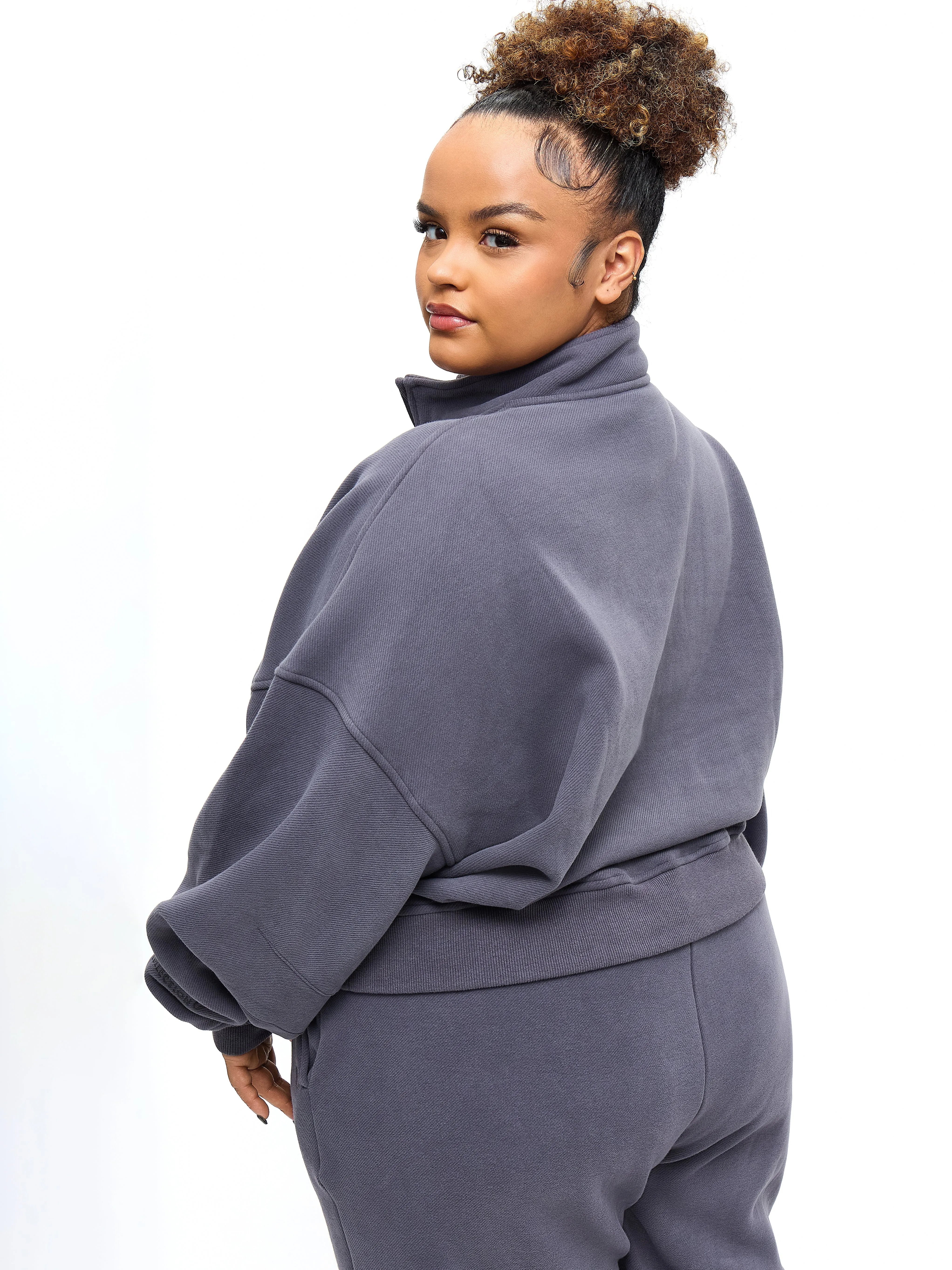 Plush Fleece Quarter Zip Pullover - Blue Steel sold by BuffBunny product image thumbnail 4