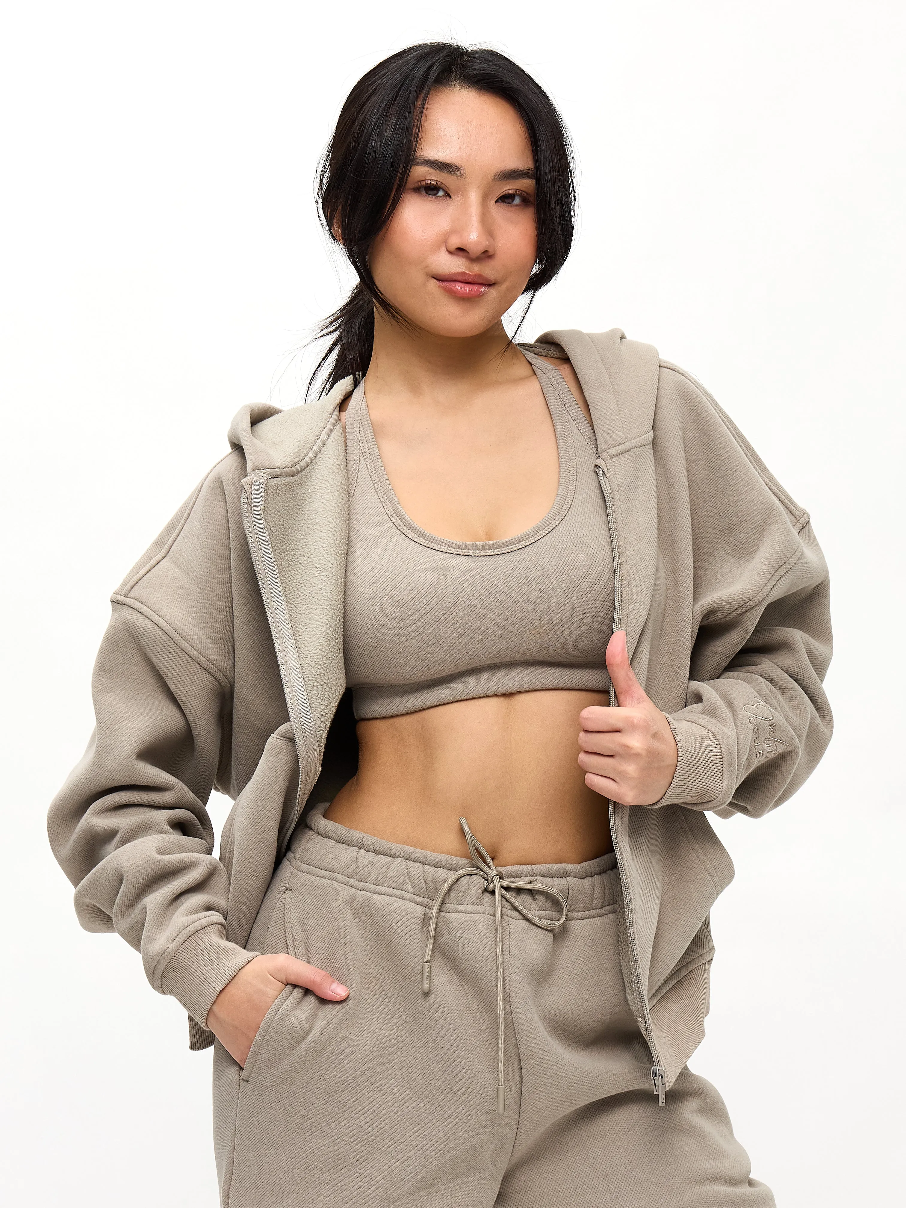 Plush Fleece Zip Hoodie - Neutral sold by BuffBunny