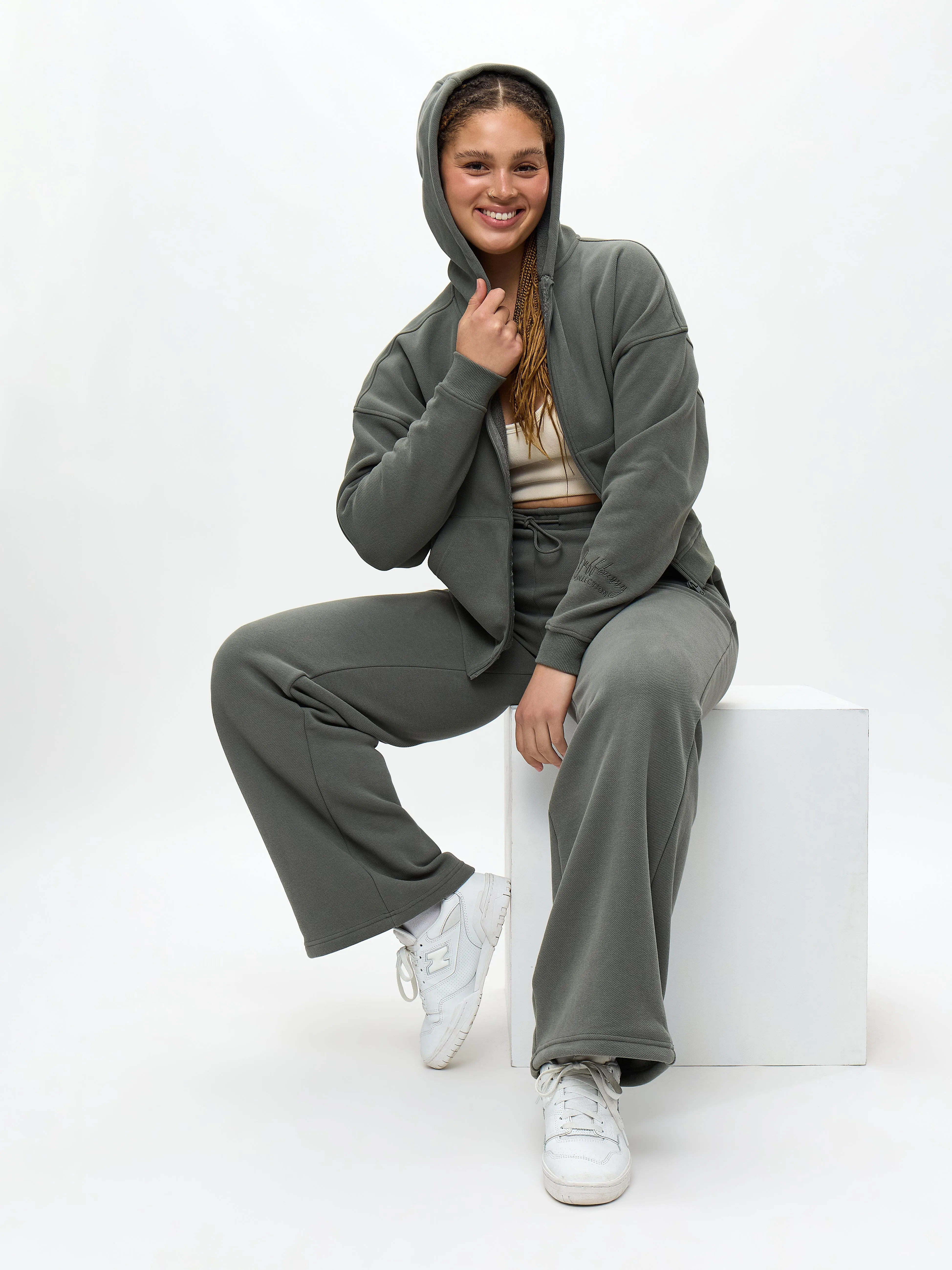 Plush Fleece Zip Hoodie - Frosted Sage sold by BuffBunny product image thumbnail 5