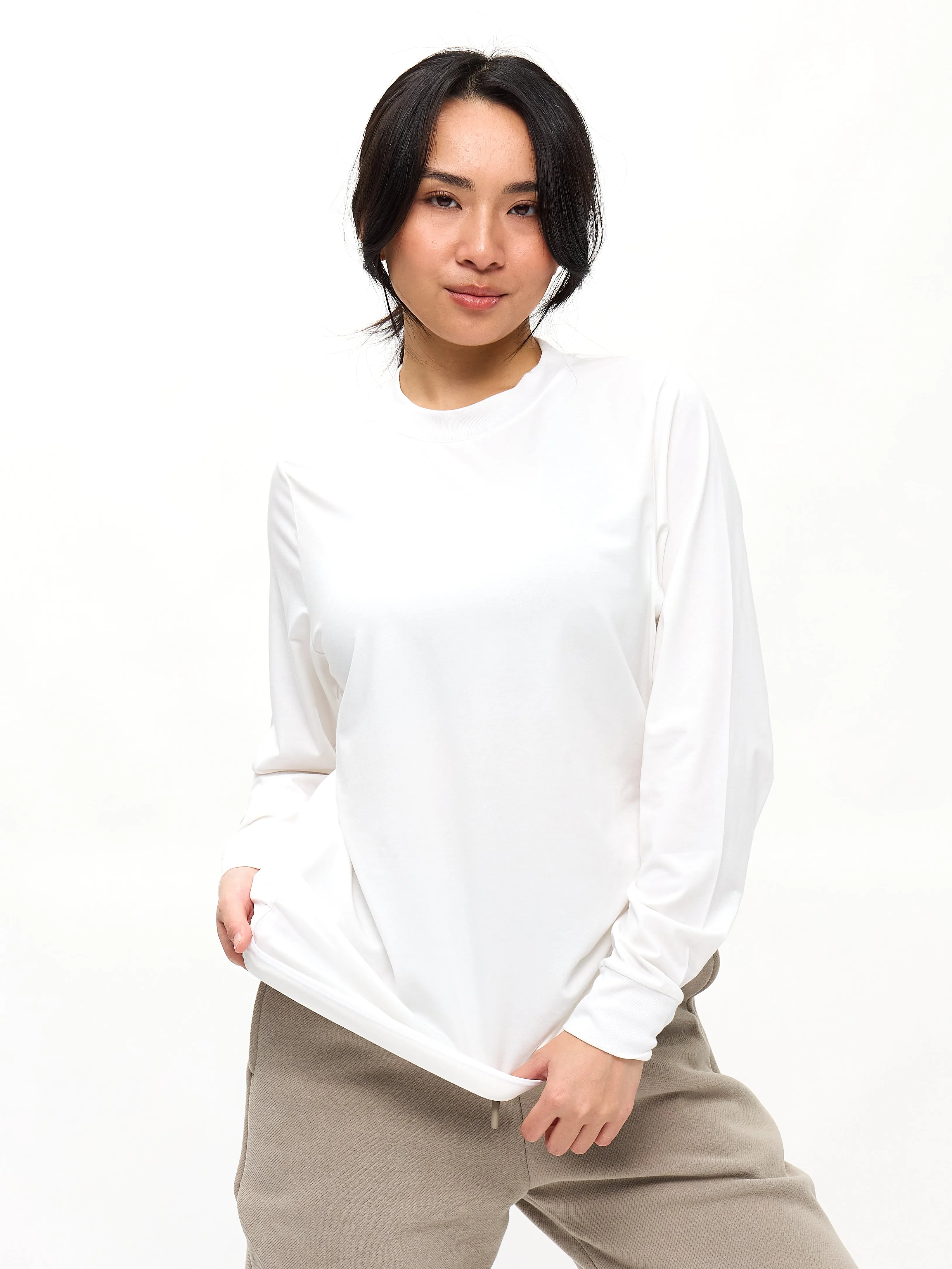Drape Long Sleeve Tee - White sold by BuffBunny product image thumbnail 2