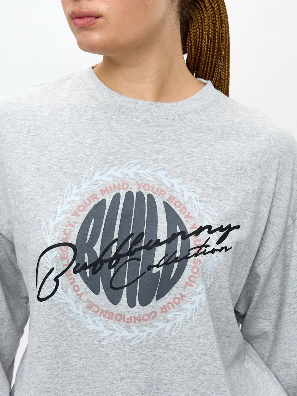 Build Long Sleeve Tee - Heather Grey sold by BuffBunny product image thumbnail 2
