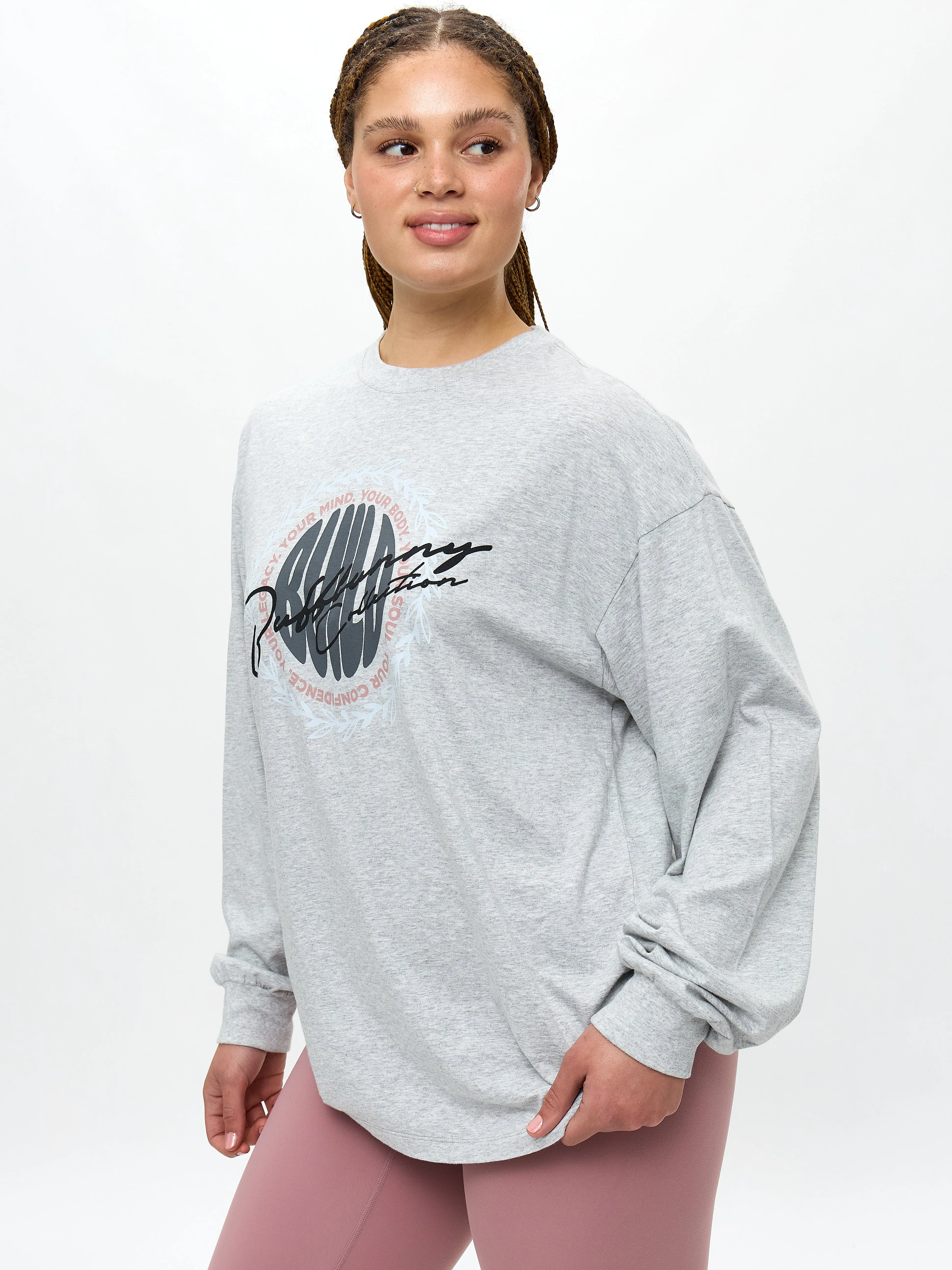 Build Long Sleeve Tee - Heather Grey sold by BuffBunny product image thumbnail 3