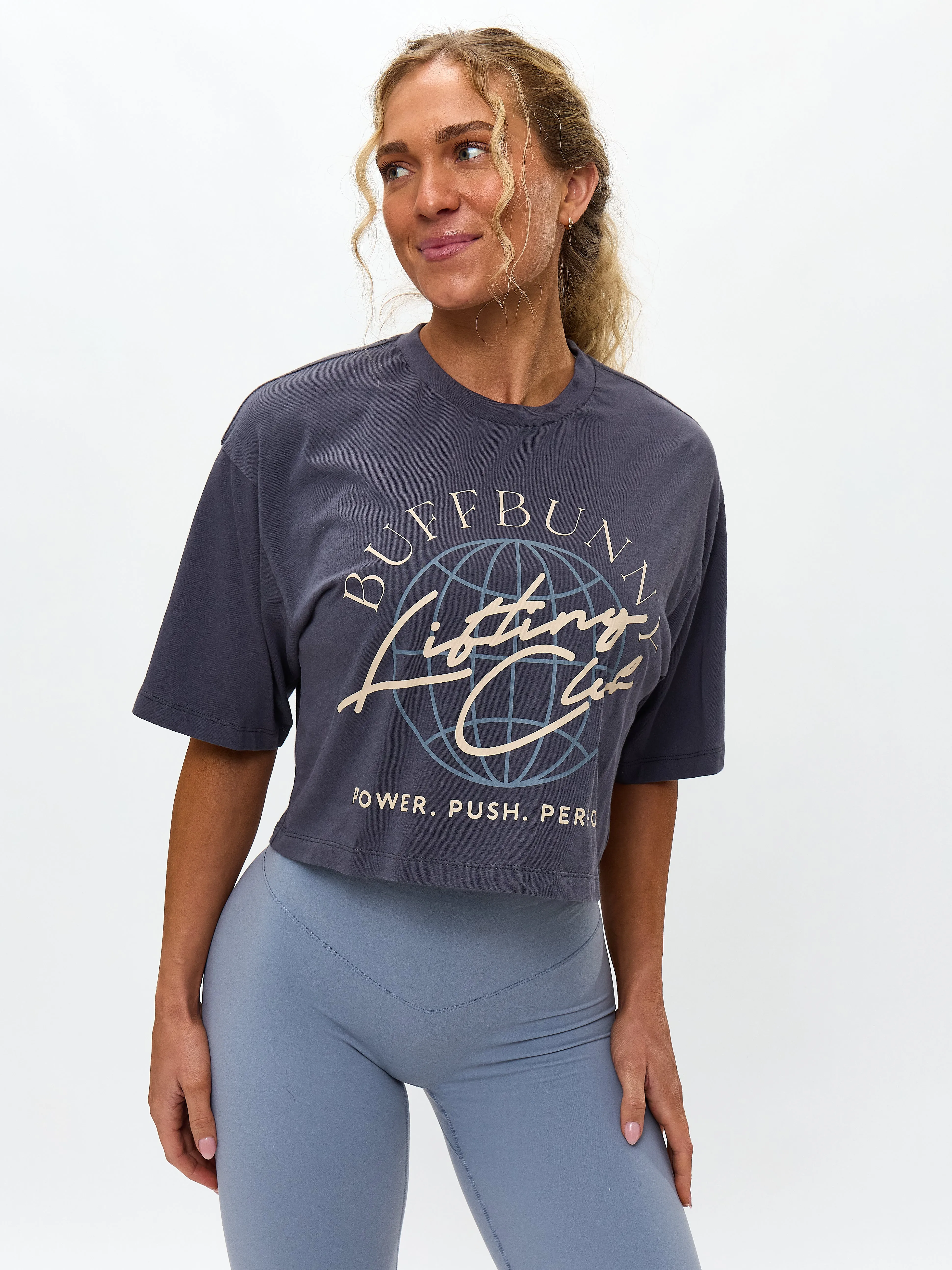 Lifting Club Crop Tee - Blue Steel sold by BuffBunny product image thumbnail 3