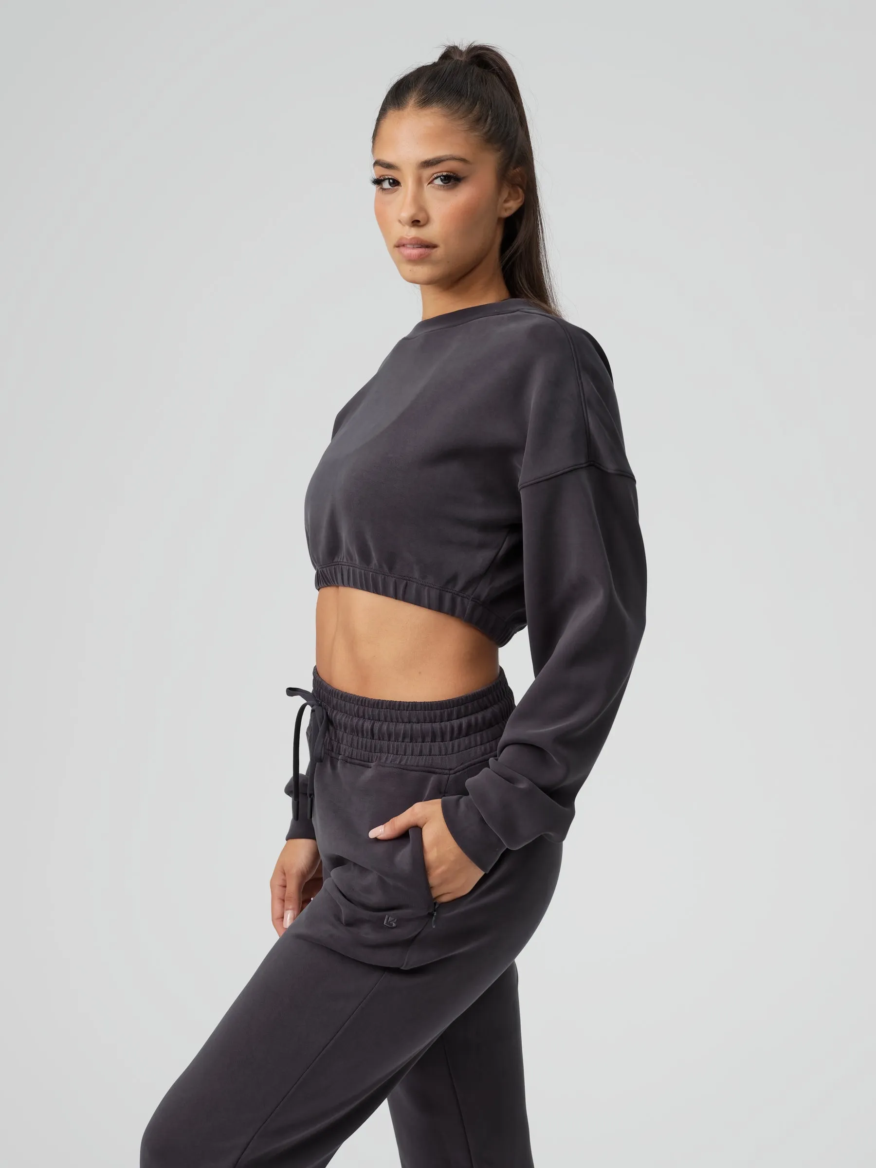 Luxe Long Sleeve Crop - Black sold by BuffBunny product image thumbnail 2