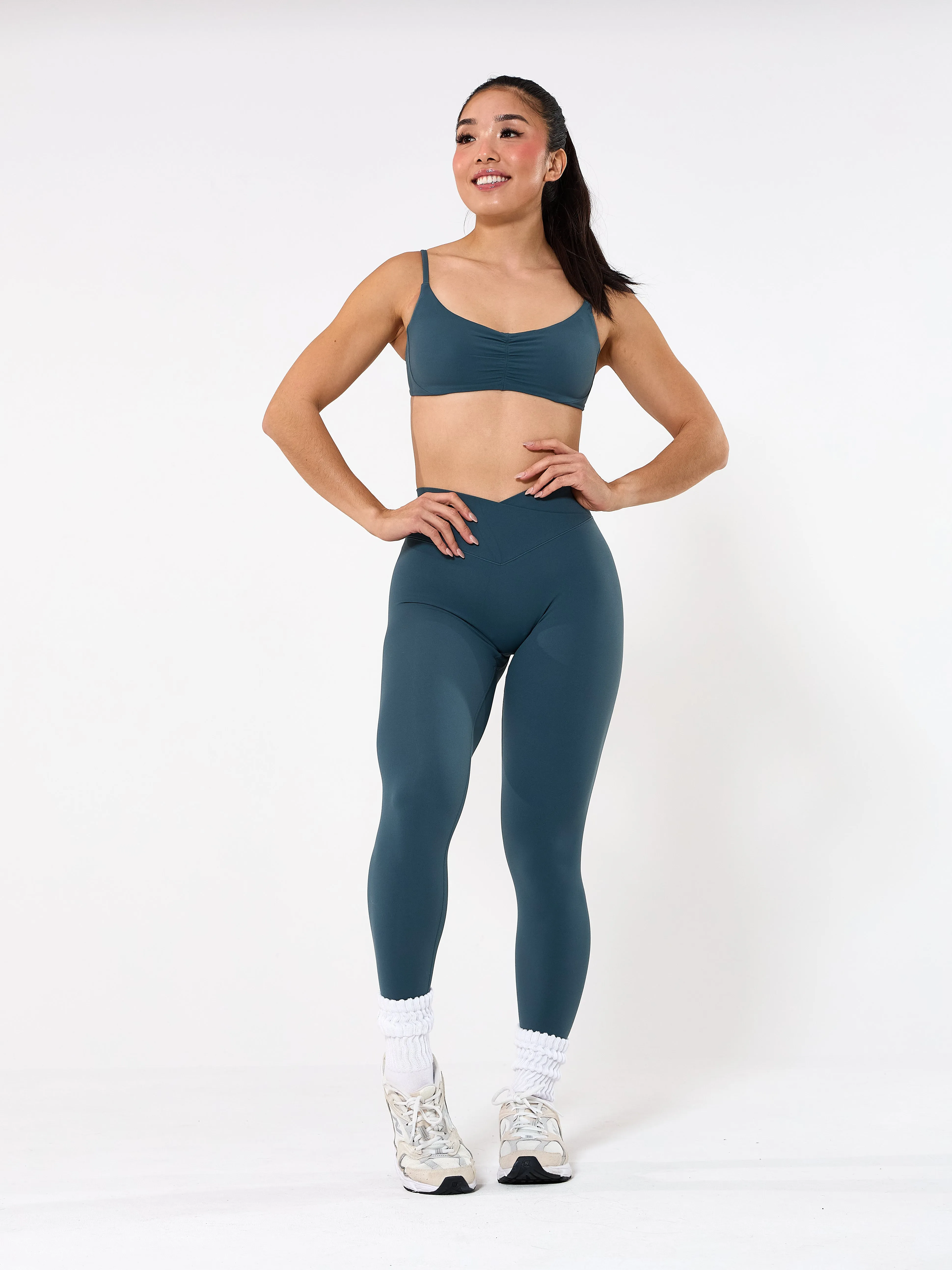 Candid Cross Waist Legging - Enchanted Teal sold by BuffBunny product image thumbnail 2