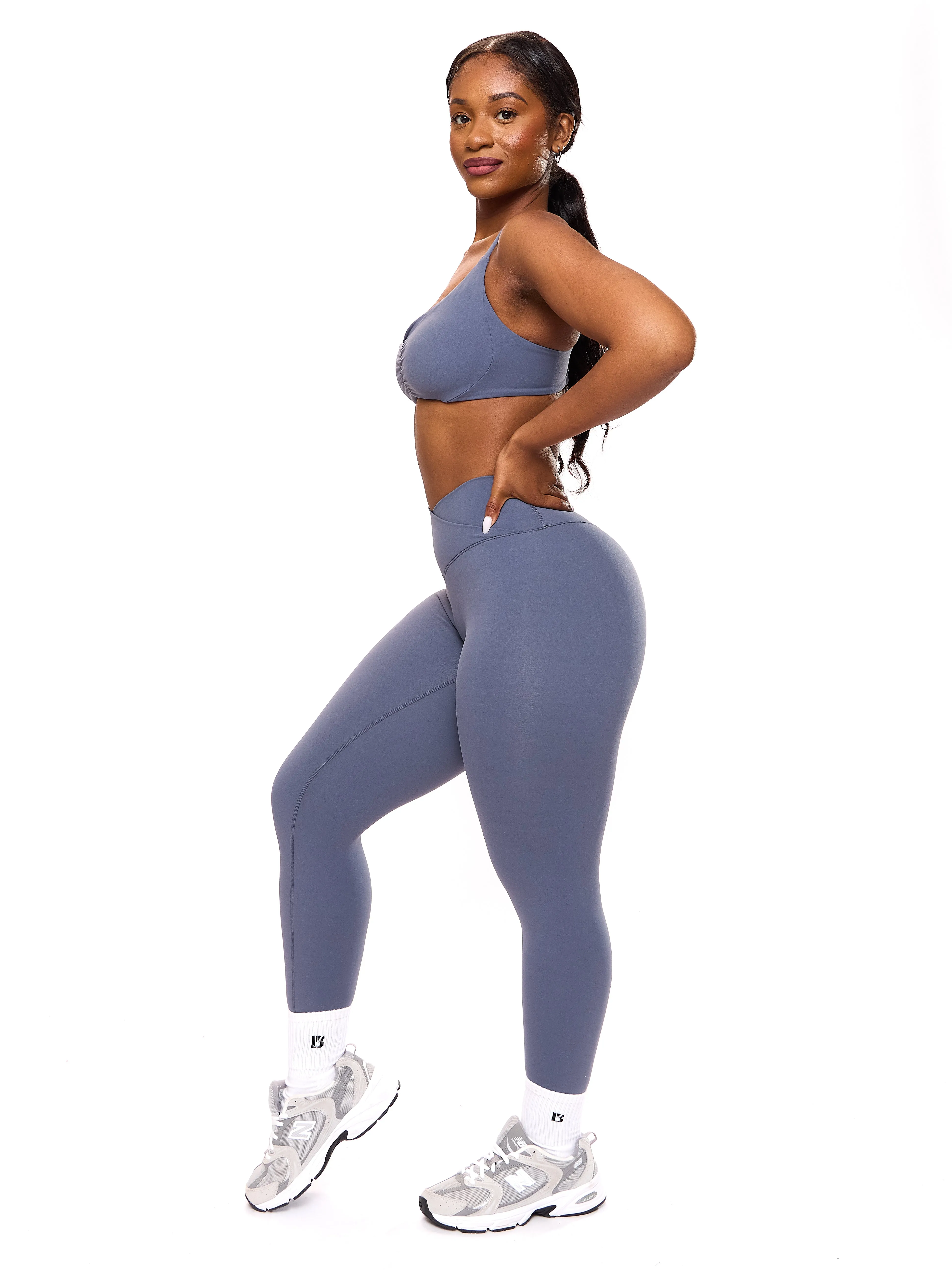 Candid Cross Waist Legging - Barista Blue sold by BuffBunny product image thumbnail 3