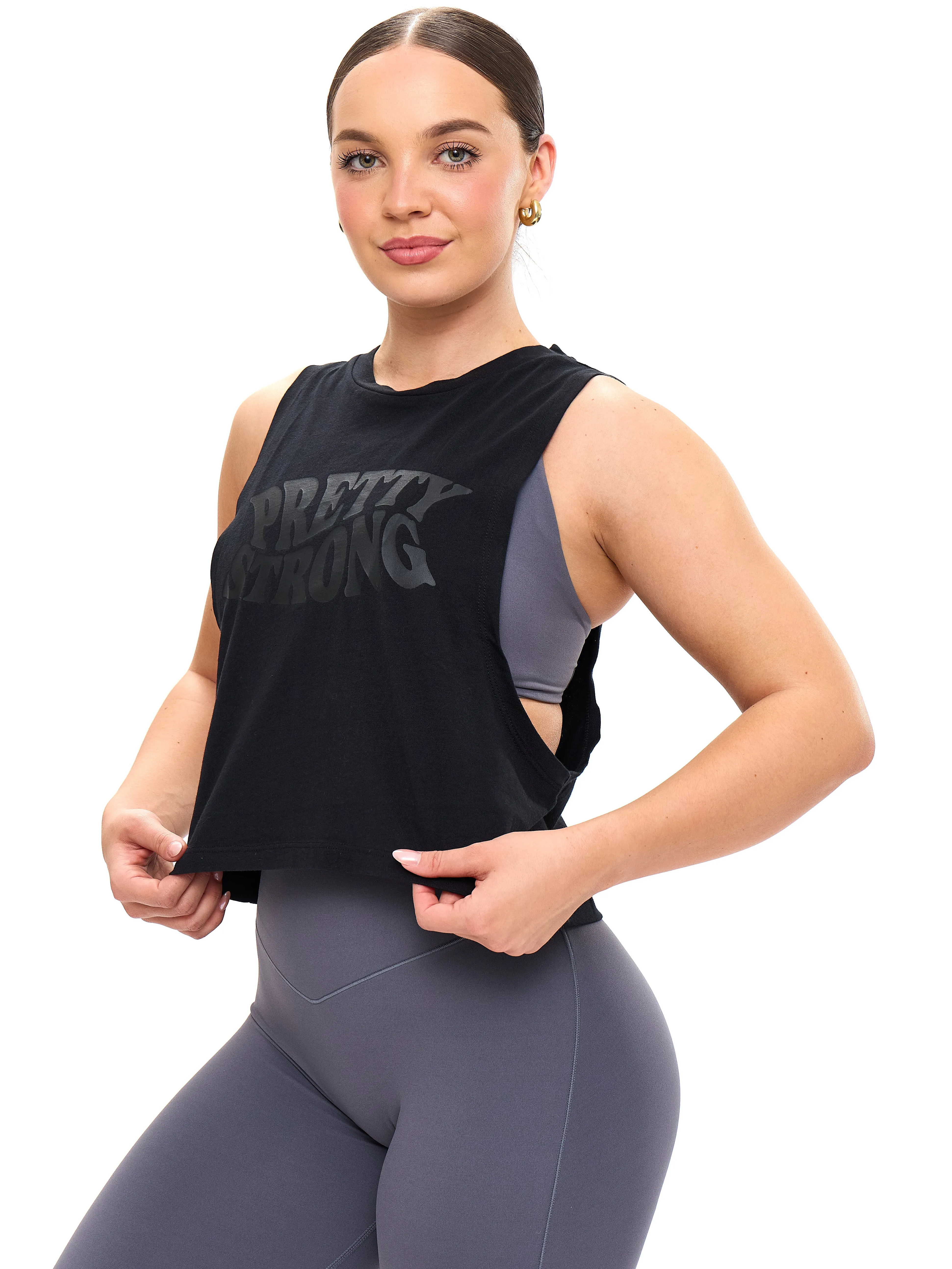 Pretty Crop Tank - Black sold by BuffBunny product image thumbnail 3