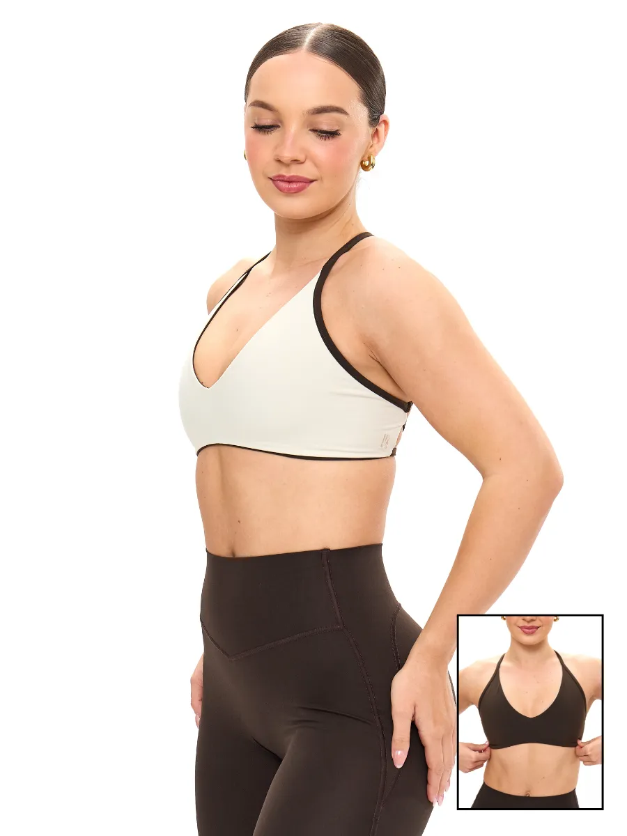 Girlfriend Reversible Sports Bra - Cold Brew and Bone sold by BuffBunny