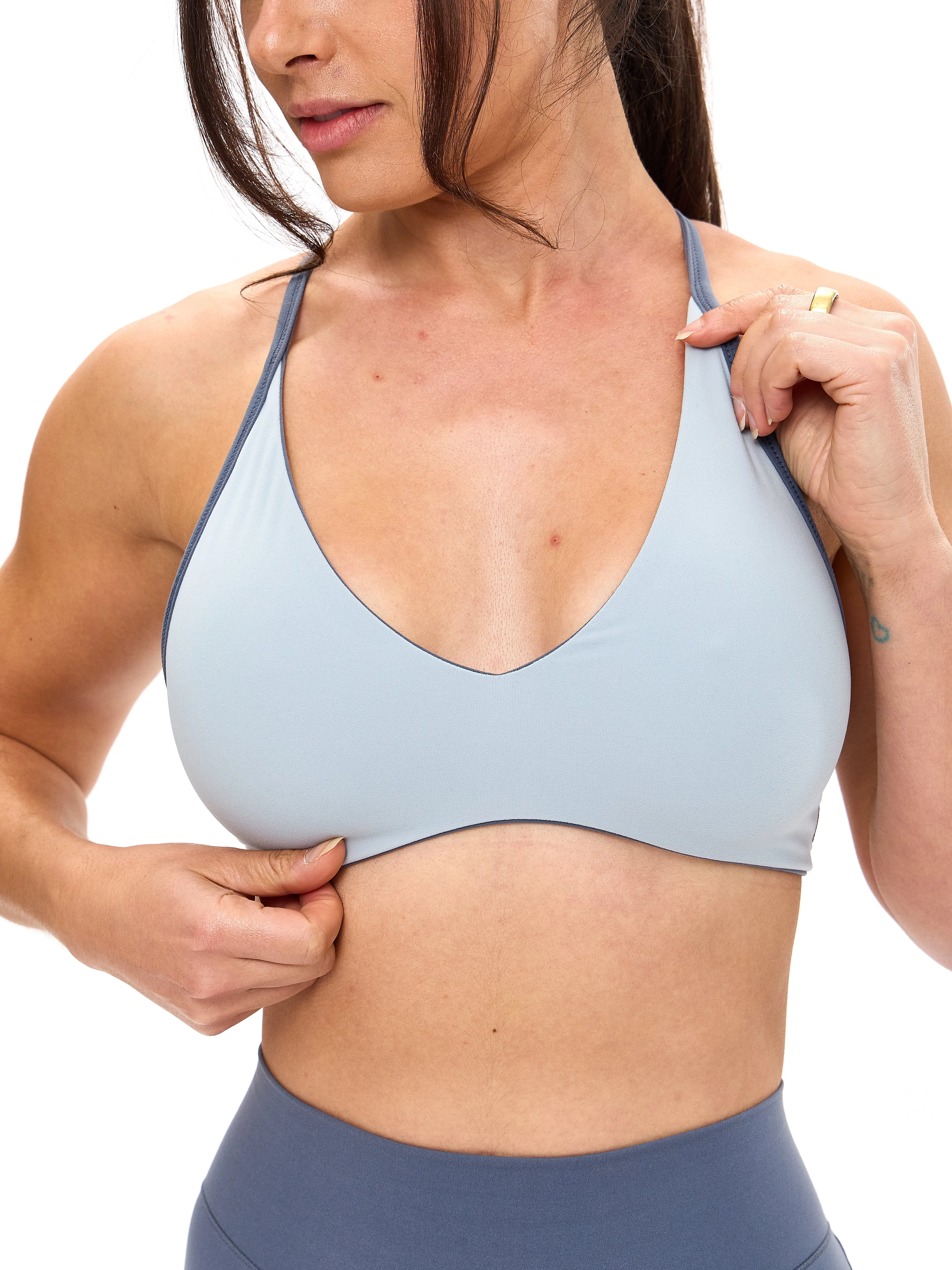 Girlfriend Reversible Sports Bra - Barista Blue and Moody Blue sold by BuffBunny product image thumbnail 5
