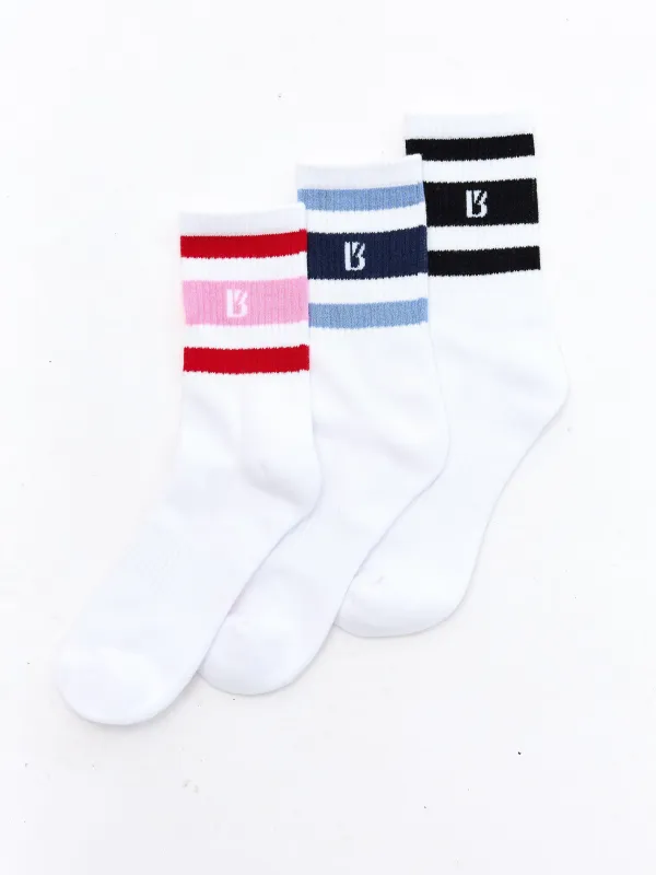3 Pack Half Crew Stripe Sock - Story Stripe sold by BuffBunny
