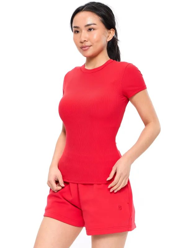 Nimbus Rib Tee - Salsa Red sold by BuffBunny