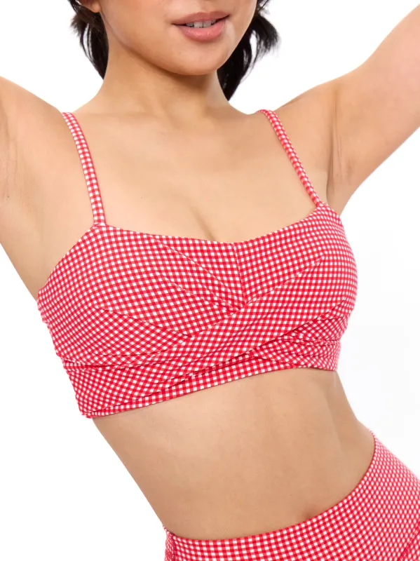 Ivy Wrap Sports Bra - Red Gingham sold by BuffBunny