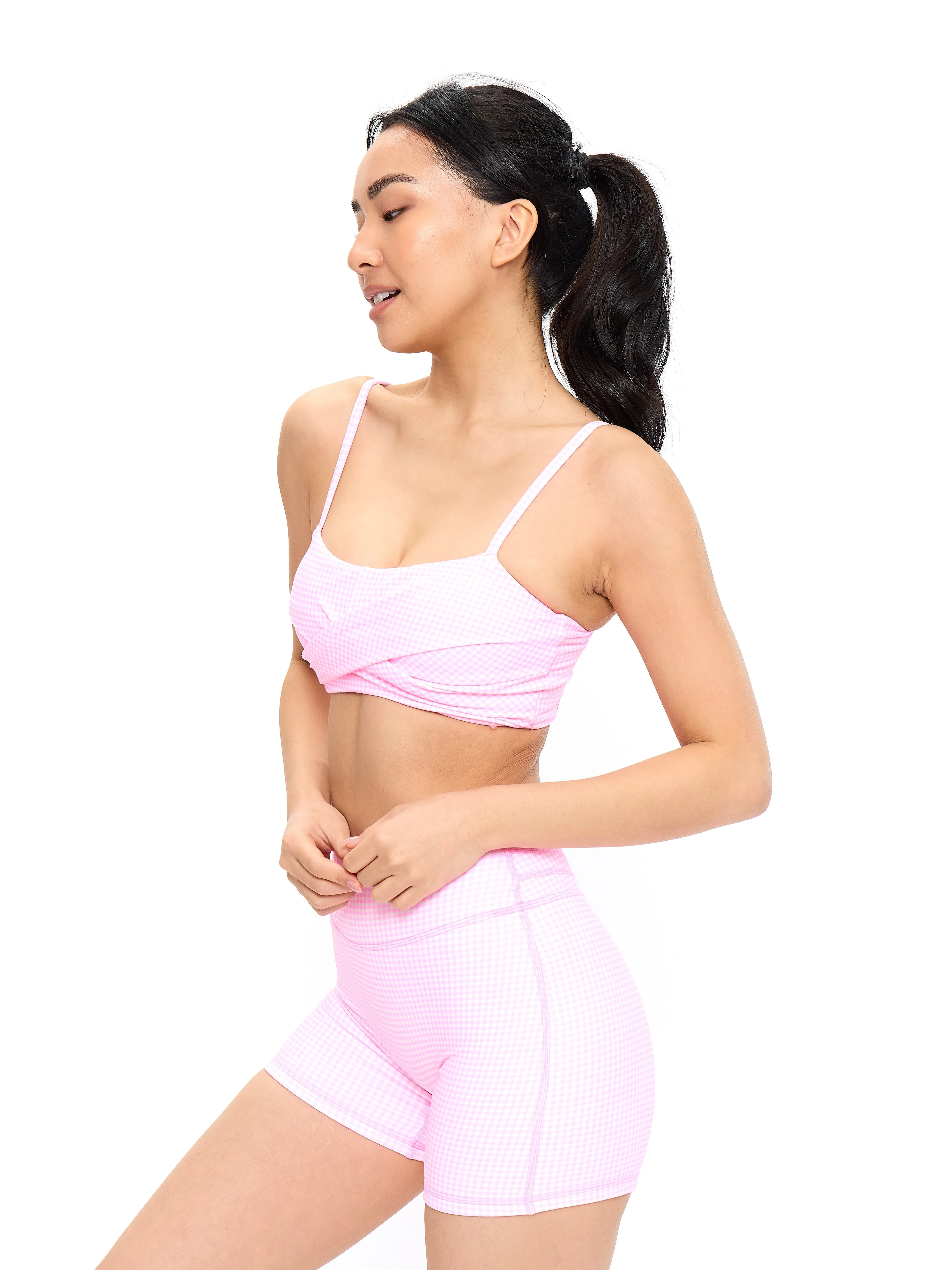 Ivy Wrap Sports Bra - Pink Gingham sold by BuffBunny product image thumbnail 2
