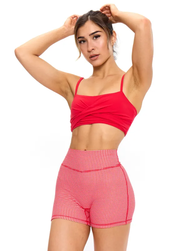 Ivy Wrap Sports Bra - Salsa Red sold by BuffBunny