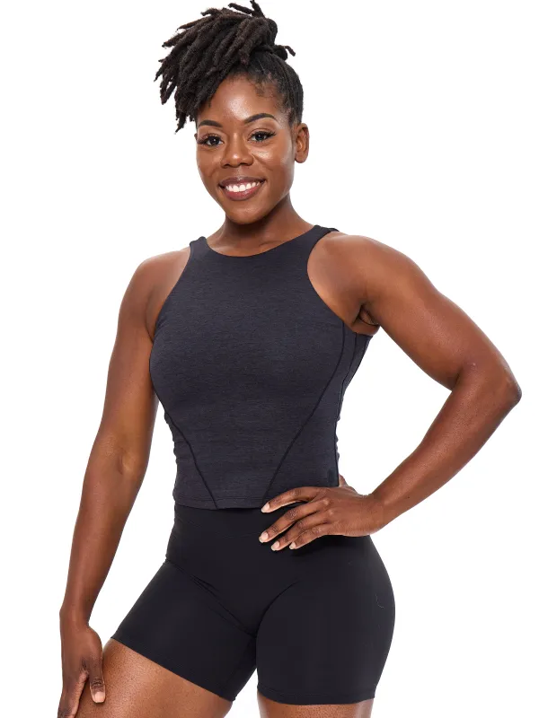 Dream Heather Tank - Onyx Black Heather sold by BuffBunny