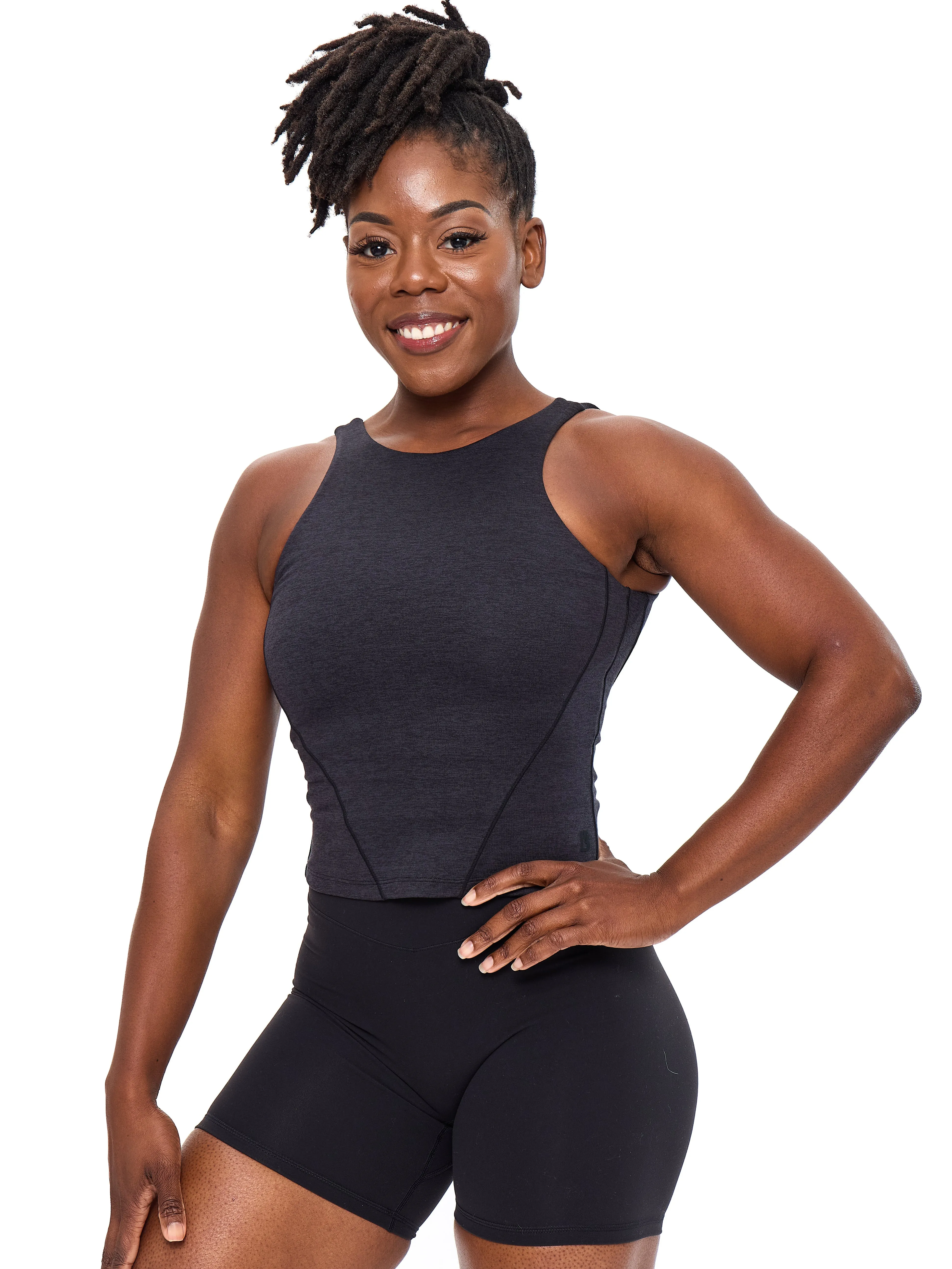 Dream Heather Tank - Onyx Black Heather sold by BuffBunny