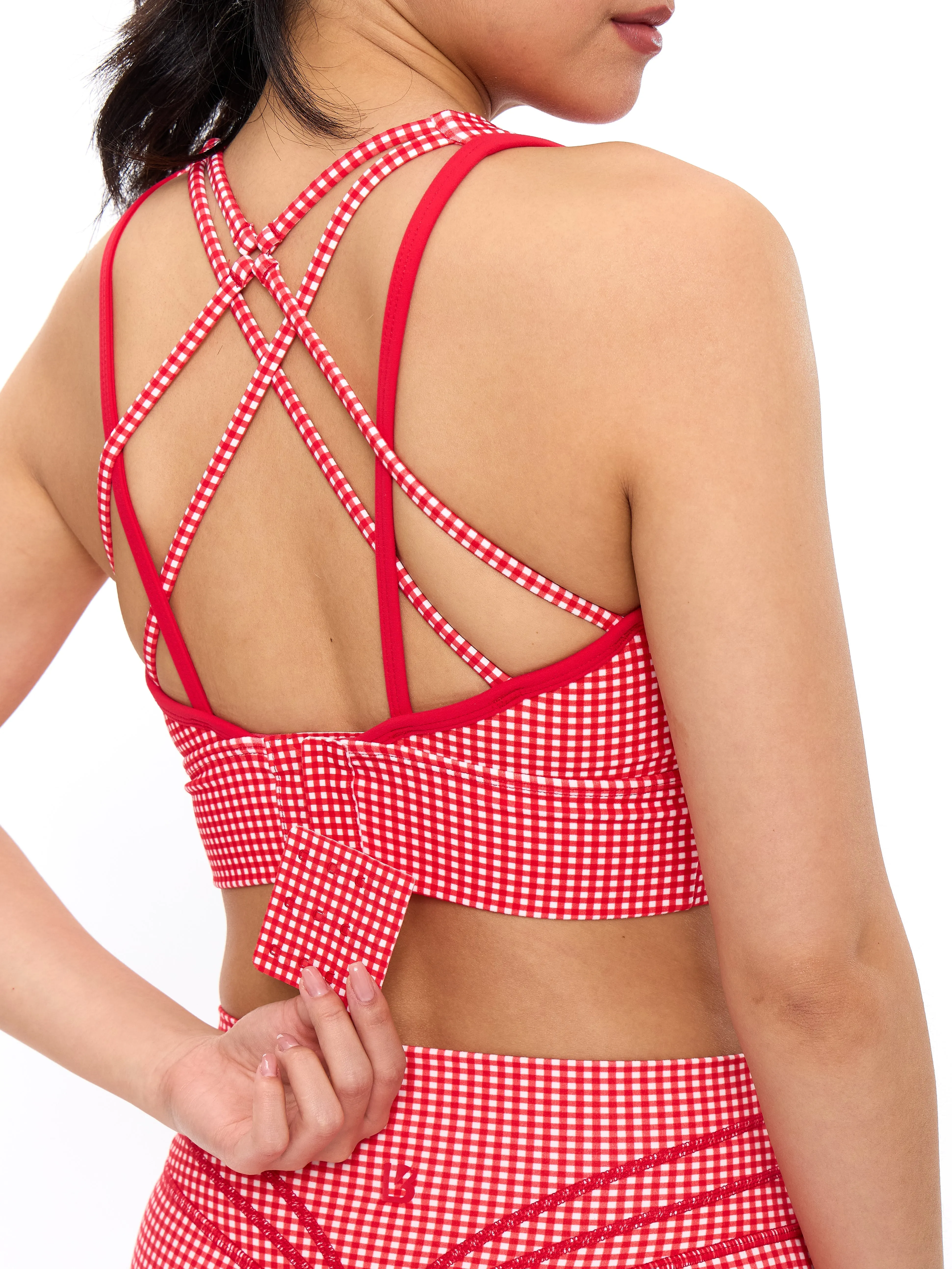 Geo Sports Bra - Red Gingham sold by BuffBunny product image thumbnail 4