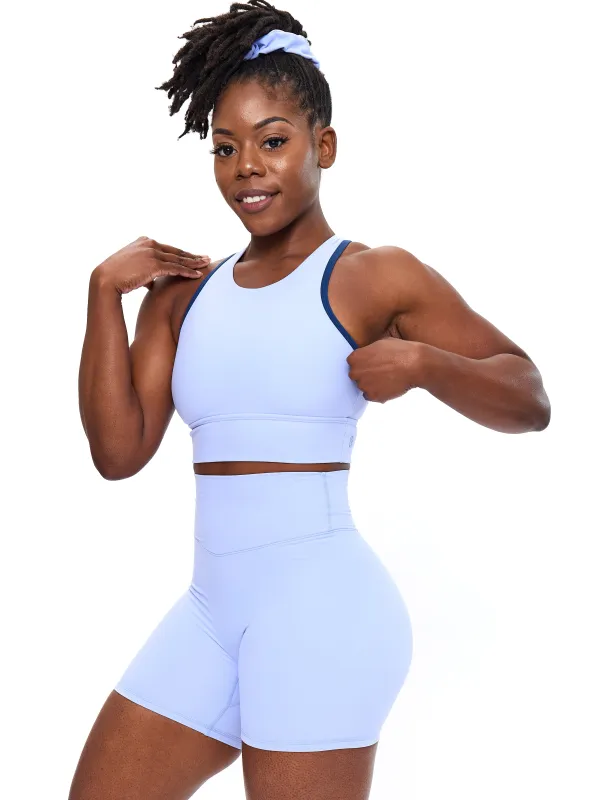 Geo Sports Bra - Rainwater Blue sold by BuffBunny