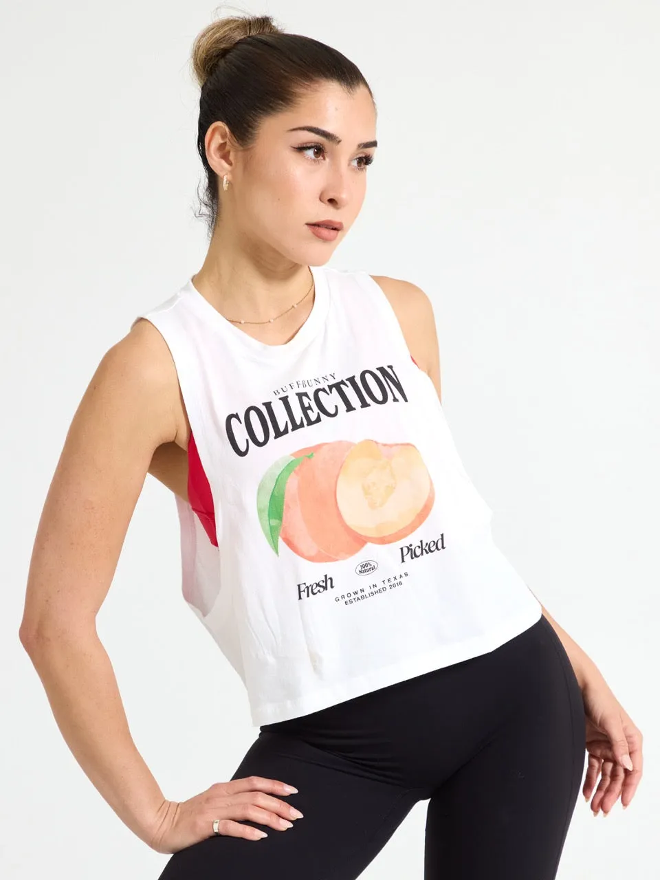 Market Crop Tank - White sold by BuffBunny