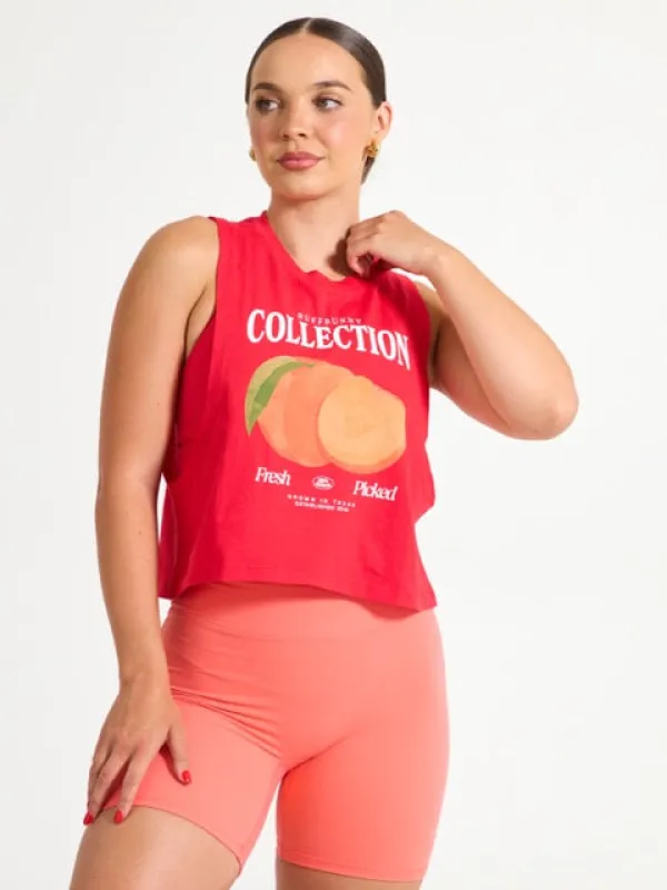 Market Crop Tank - Salsa Red sold by BuffBunny