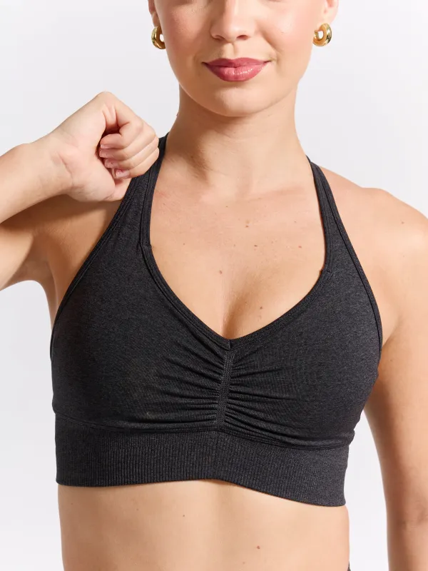Halter Seamless Sports Bra - Charcoal sold by BuffBunny