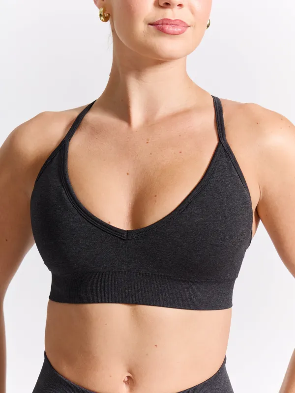 Plunge Seamless Sports Bra - Charcoal sold by BuffBunny