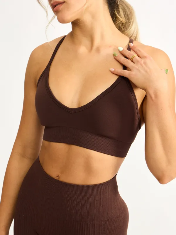 Plunge Seamless Sports Bra - Truffle sold by BuffBunny