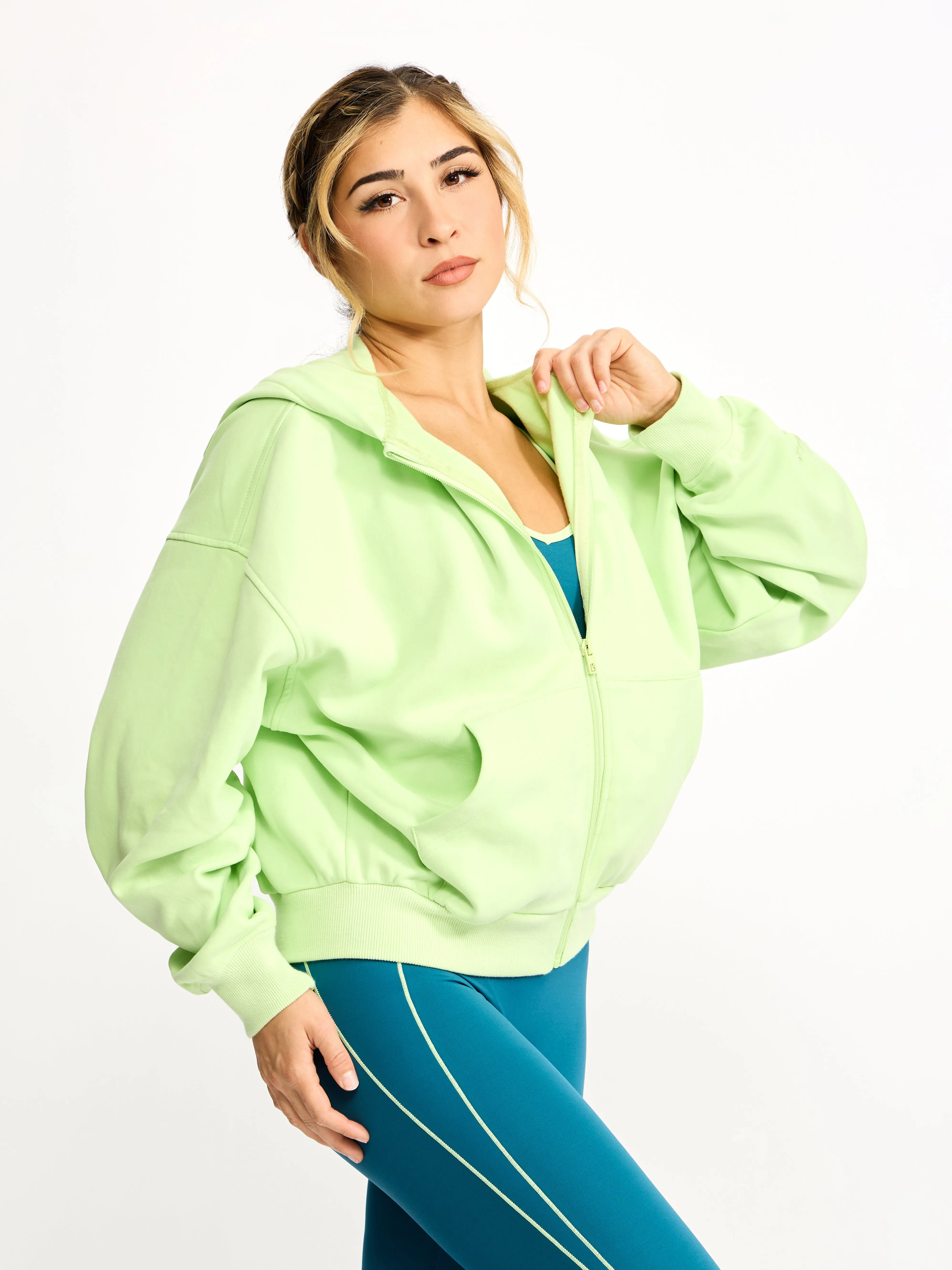Full Zip Cloud Hoodie - Lima Bean sold by BuffBunny