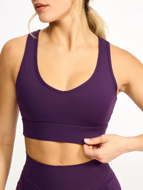 Airbrush Maraschino Sports Bra - Eggplant Purple sold by BuffBunny