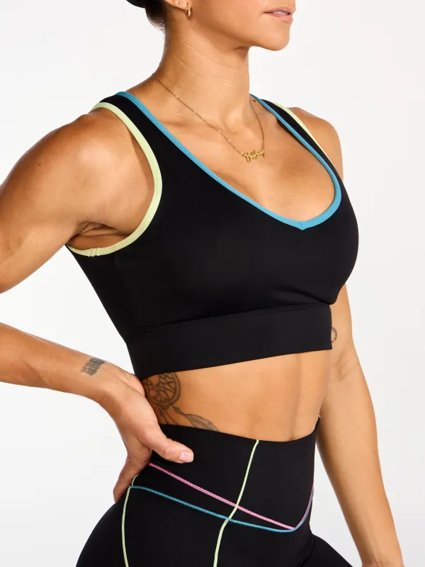 Airbrush Maraschino Sports Bra - Black Multi sold by BuffBunny